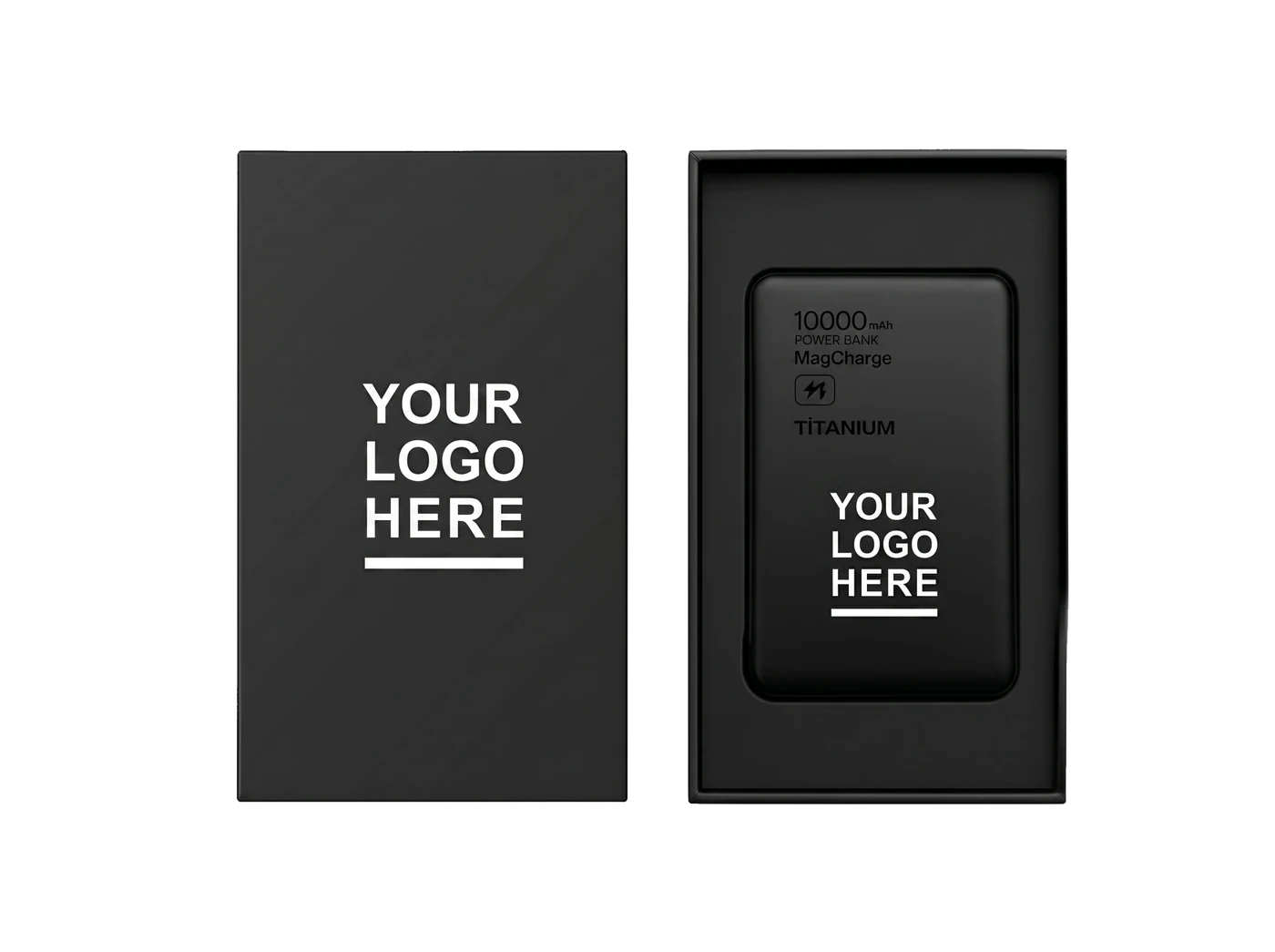 Titanium 10,000mAh MagSafe Charger · Black — customized with your logo
